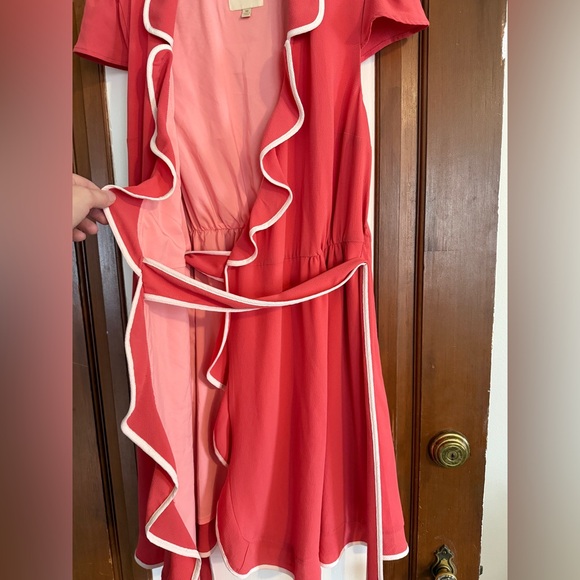 ModCloth Daytime Dapper coral wrap dress sz M - Picture 6 of 6